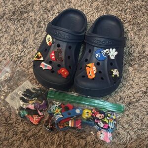 CROCS Kids Navy Water Shoes with Colorful Charms